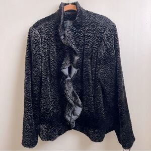 NWT Alpine Studio Faux Fur black Coat jacket ruffled  XL new!
